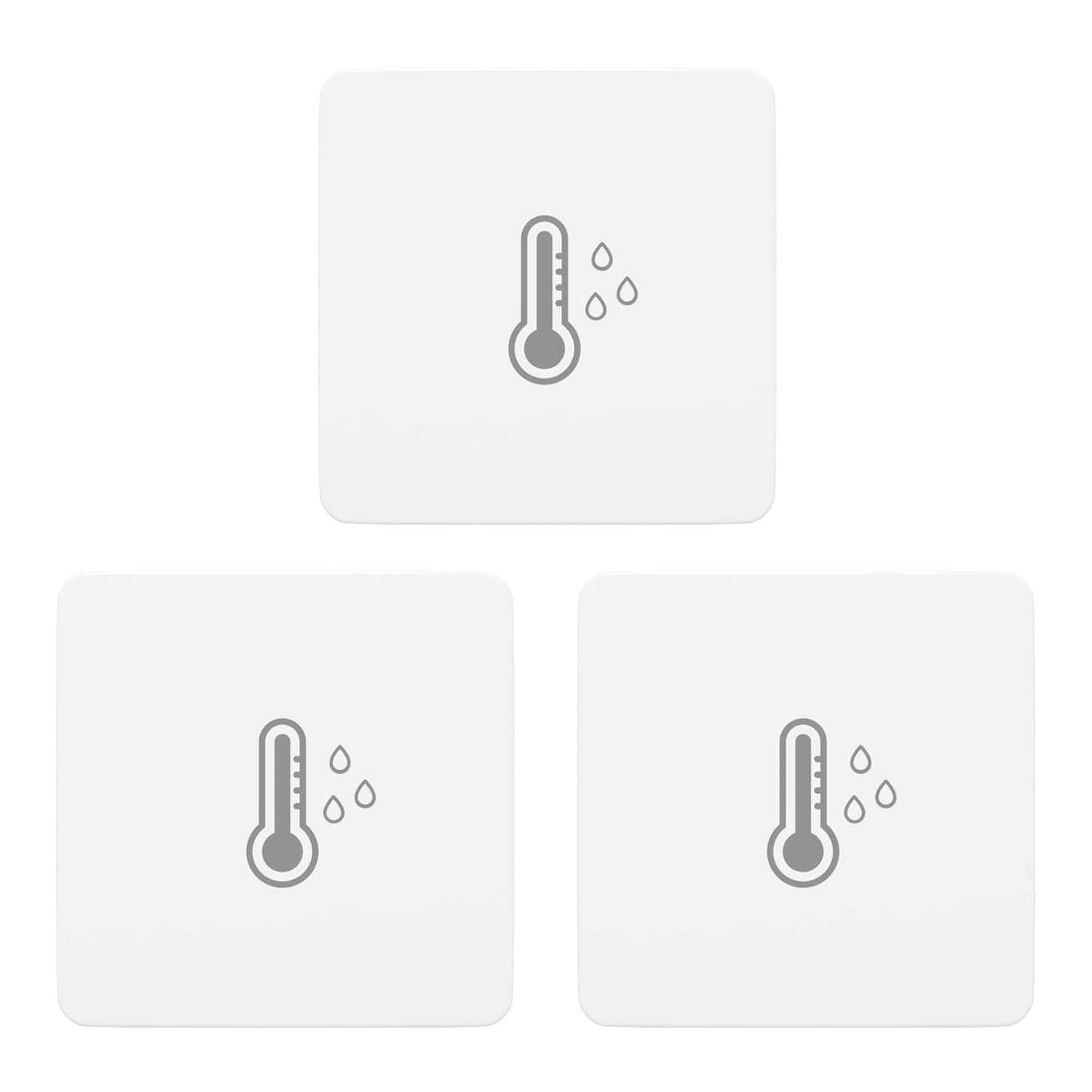 THIRDREALITY Zigbee temperature and humidity sensors 3-pack with app icons showing smart home integration