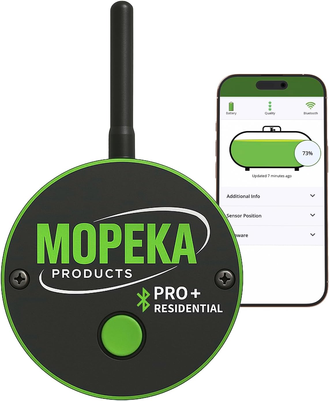 Mopeka PRO+ Long Range Ultrasonic Wireless Propane Tank Monitor For Residential & Commercial Tanks - 1000 ft Range, Bluetooth & Magnetic Attachment - Digital Level Indicator For Tanks UpTo 2000 Gallon
